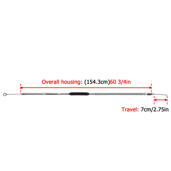 60 3/4" (1543mm) Extended Length Stainless Steel Clutch Cable for Harley Sportster XL 883 1200 Iron - Mofun - 90112004
