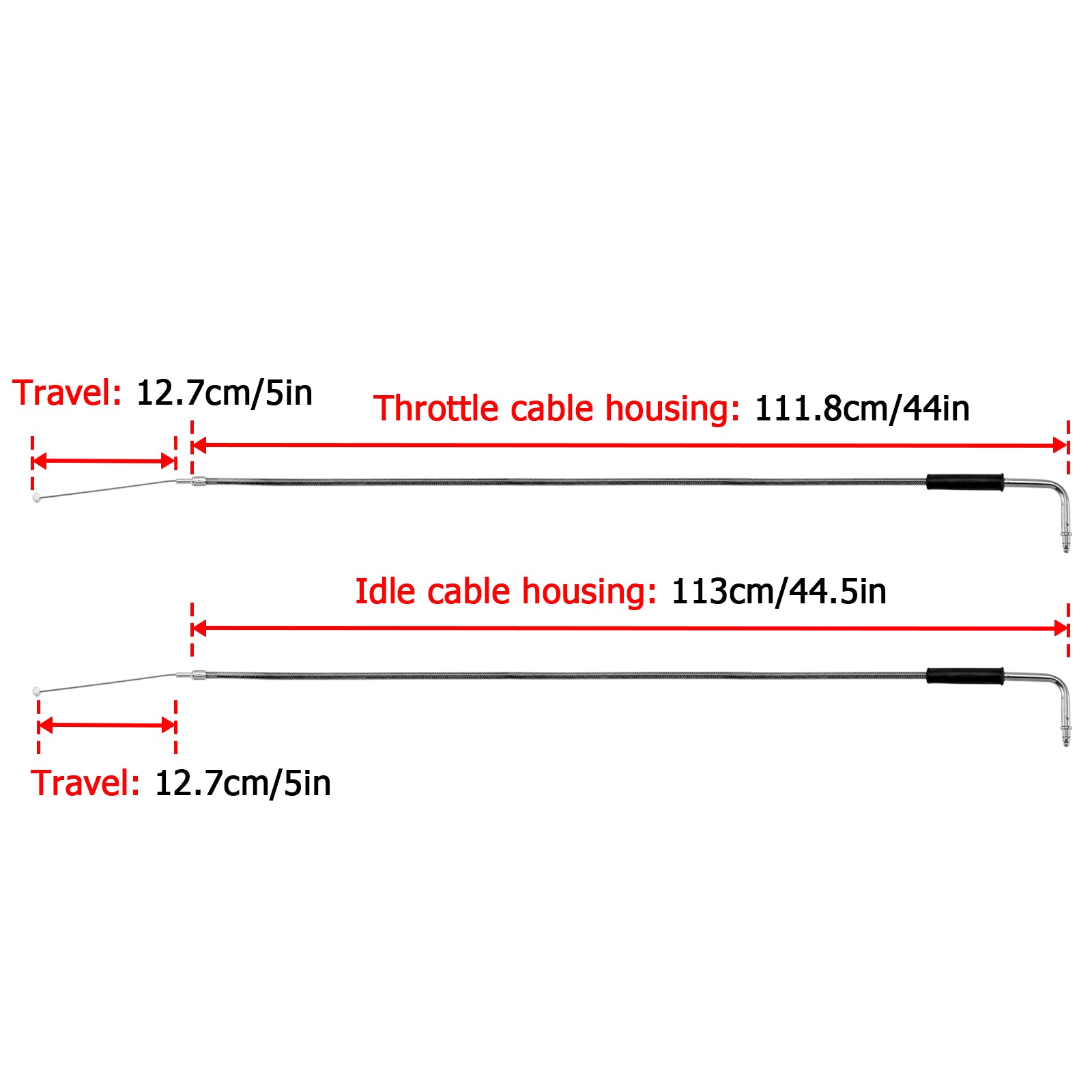 Black 44" Throttle and Idle Cable Kit Compatible with Harley 1996-UP Harley Softail FXST/FLST and 1999-2017 Harley-Davidson Dyna FXD