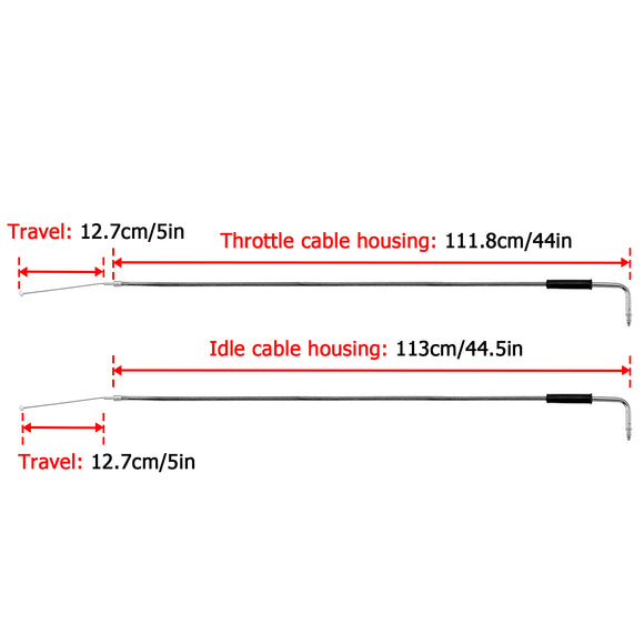 Black 44" Throttle and Idle Cable Kit for 1996 - UP Harley Softail FXST/FLST and 1999 - 2017 Harley Dyna FXD - Mofun - 90111009