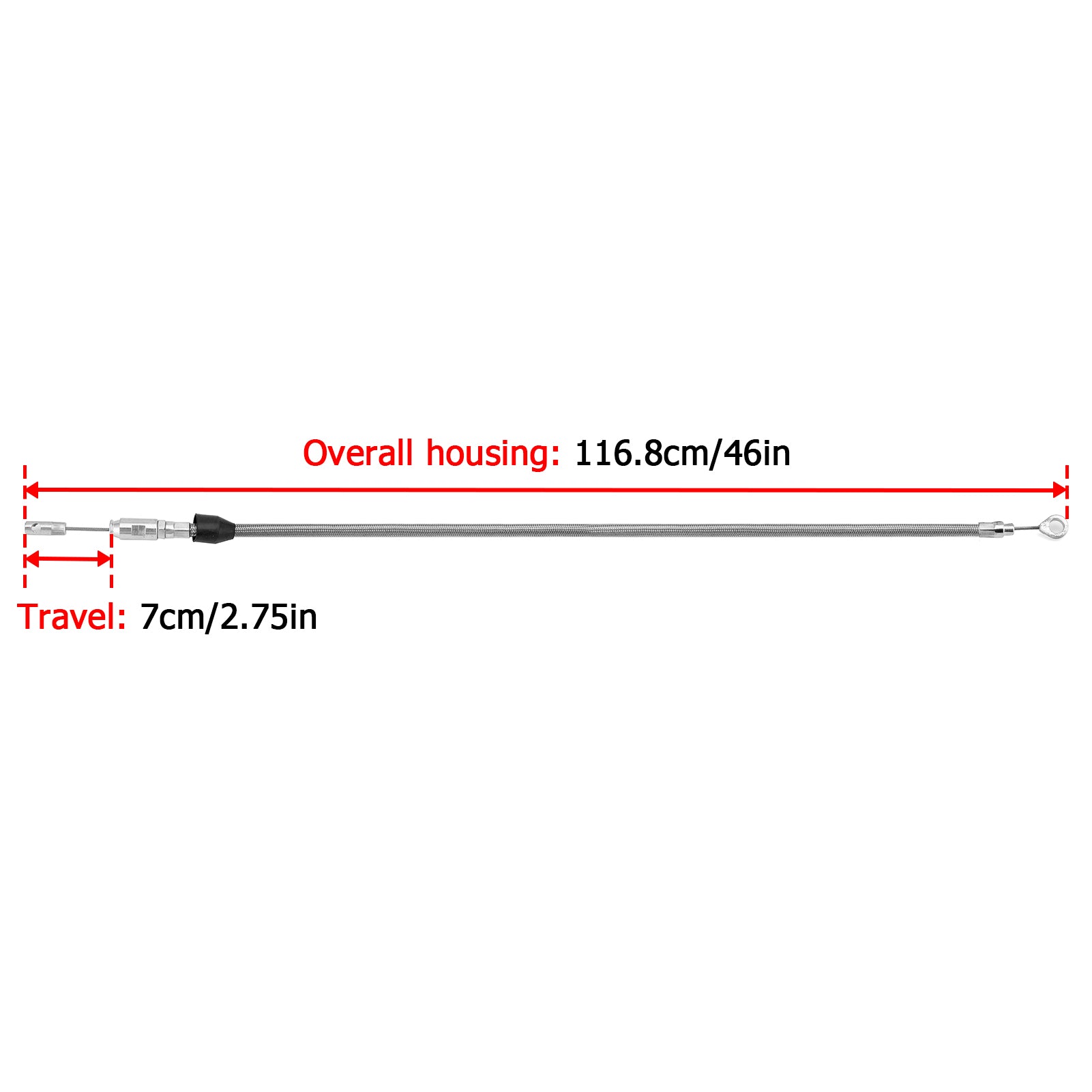 46" Extended Length Quick Connect Braided Stainless Steel Upper Clutch Cable for 2018-later Harley Softail & 2021-later Touring