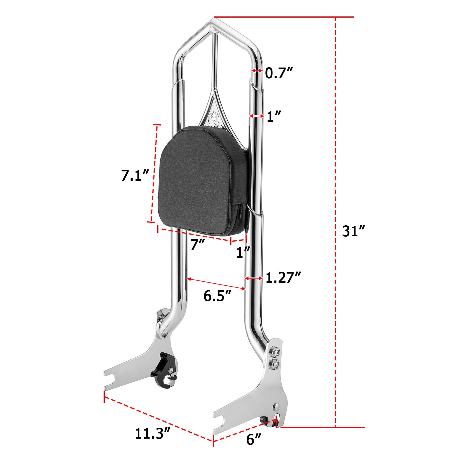 1997-2008 Harley Touring Road King Electra Glide Chrome Solid Steel Throne Passenger Sissy Bar Backrest