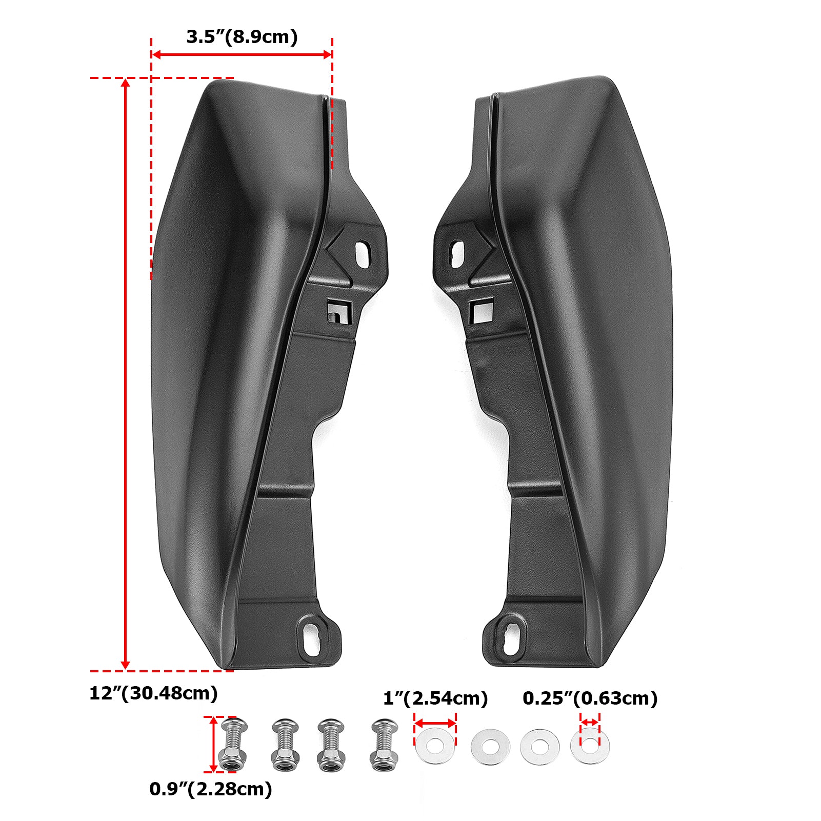 2014-2024 Harley Touring & Trike Model Matte Black Bolt-on BS Plastic Mid Frame Air Deflectors