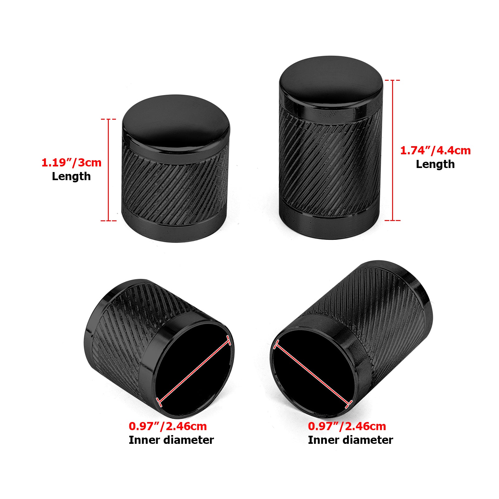 1994-2024 Harley Davidson Touring Gloss Black Knurling of Beveled Cuts Docking Hardware Covers