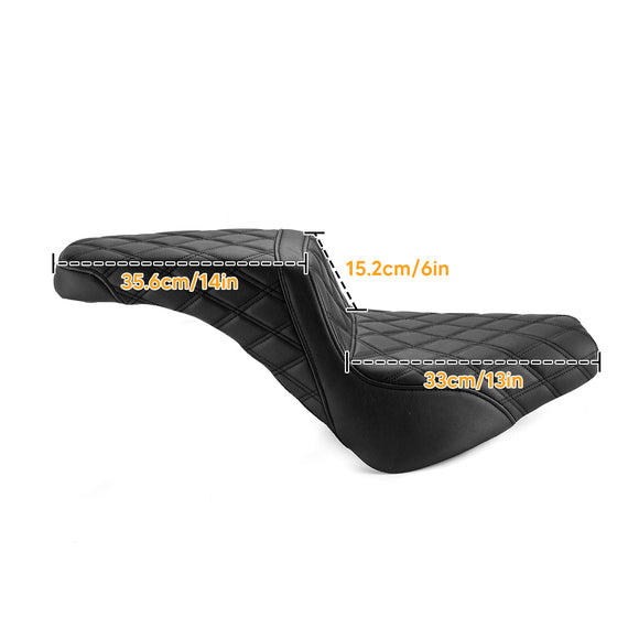 One Piece Driver & Passenger Two Up Seat Black Double Stitching for 2018 - 2024 Harley Softail Street Bob/Heritage Classic - Mofun - 90304006