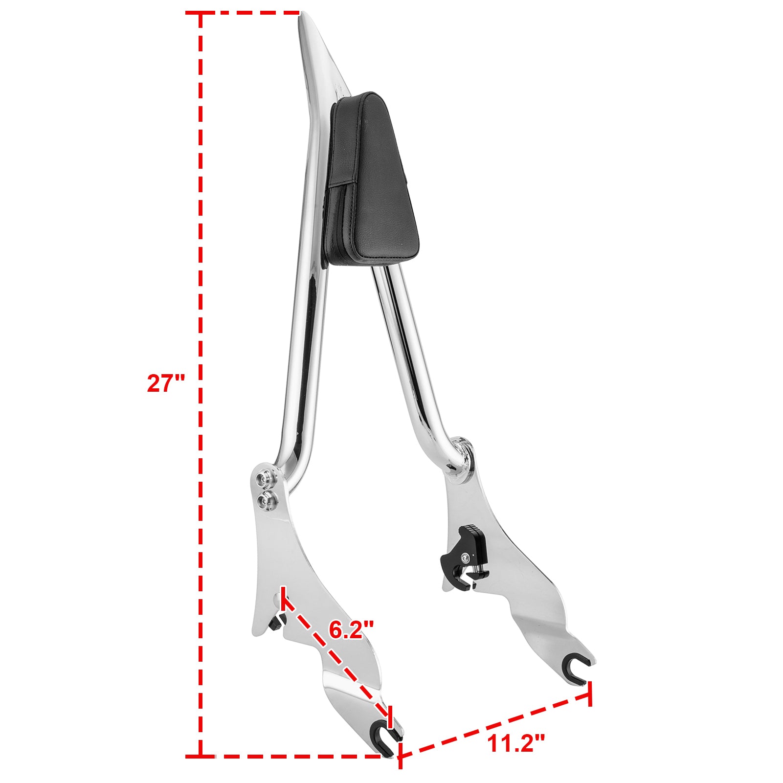 2009-2024 Harley Touring Road King Street Glide 27" Tall Passenger Backrest Sissy Bar