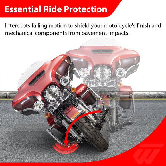 Flat - Sharp Front Engine Guard Crash Bar Highway Bar for 2009 - 2023 Harley Touring and Trike Models without Lower Fairing - Mofun - 90201127