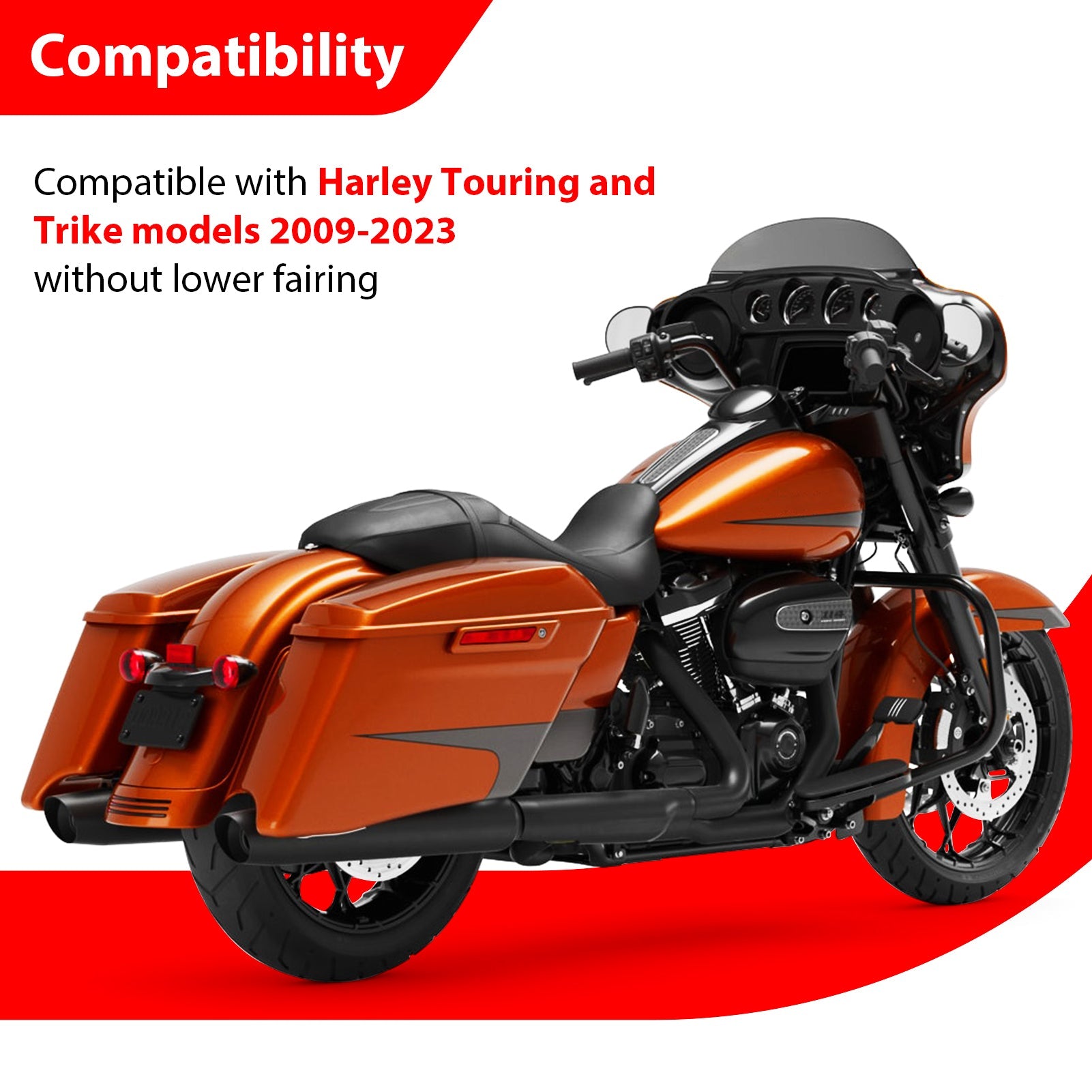 Flat - Sharp Front Engine Guard Crash Bar Highway Bar for 2009 - 2023 Harley Touring and Trike Models without Lower Fairing - Mofun - 90201127