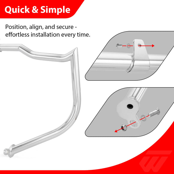 Flat - Sharp Front Engine Guard Crash Bar Highway Bar for 2009 - 2023 Harley Touring and Trike Models without Lower Fairing - Mofun - 90201127