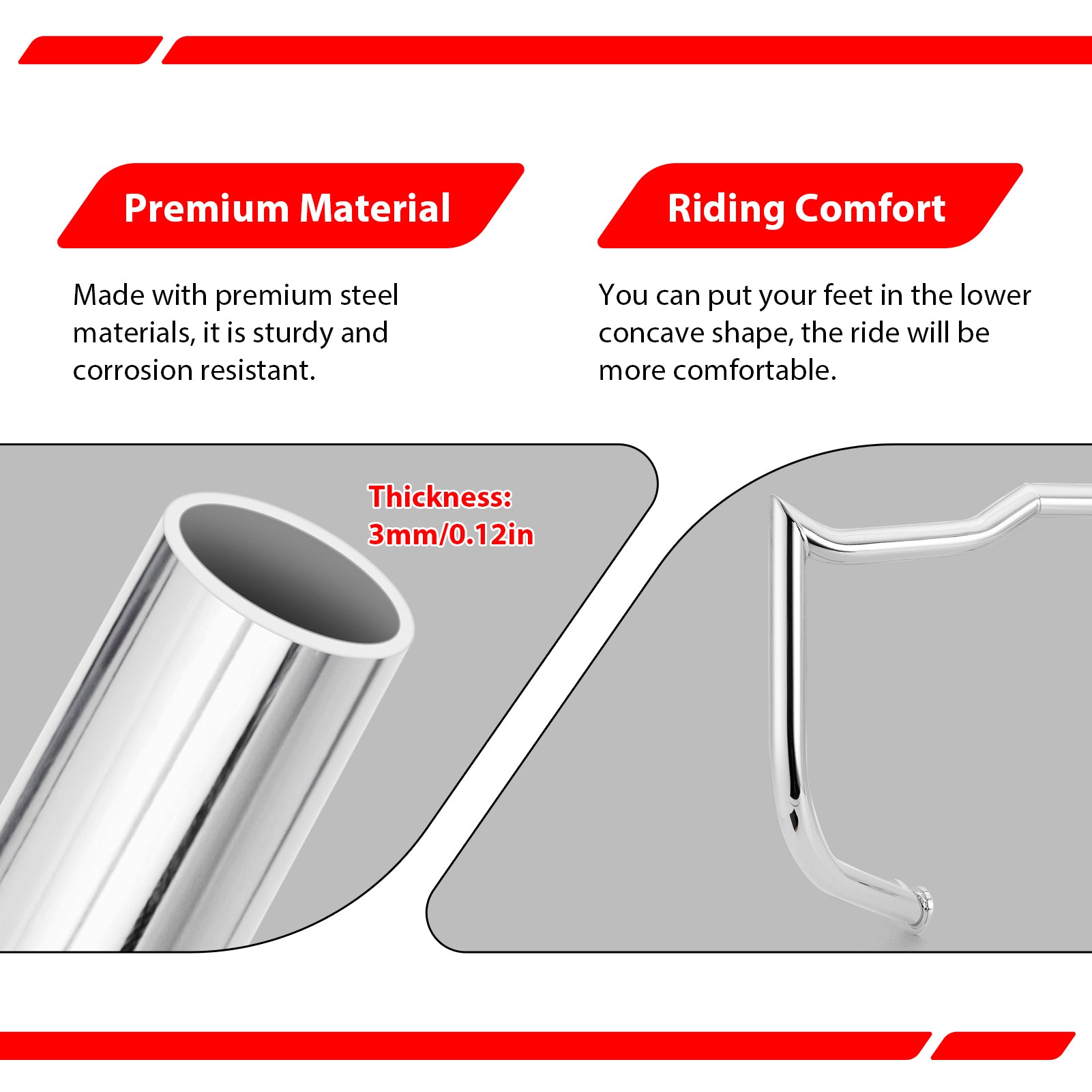 Flat - Sharp Front Engine Guard Crash Bar Highway Bar for 2009 - 2023 Harley Touring and Trike Models without Lower Fairing - Mofun - 90201127