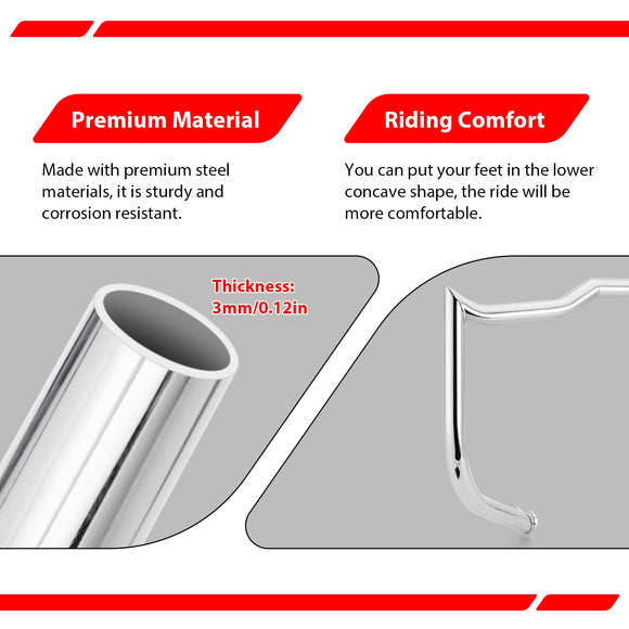 Flat - Sharp Front Engine Guard Crash Bar Highway Bar for 2009 - 2023 Harley Touring and Trike Models without Lower Fairing - Mofun - 90201127