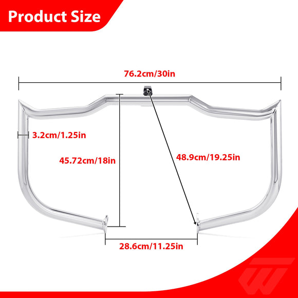 Flat - Sharp Front Engine Guard Crash Bar Highway Bar for 2009 - 2023 Harley Touring and Trike Models without Lower Fairing - Mofun - 90201127