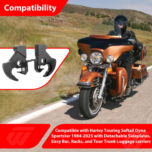 For 1984-2026 Harley Touring Softail Dyna Sportster Aluminum Locking Detachable Rotary Docking Latch Clips - Mofun - 90320012