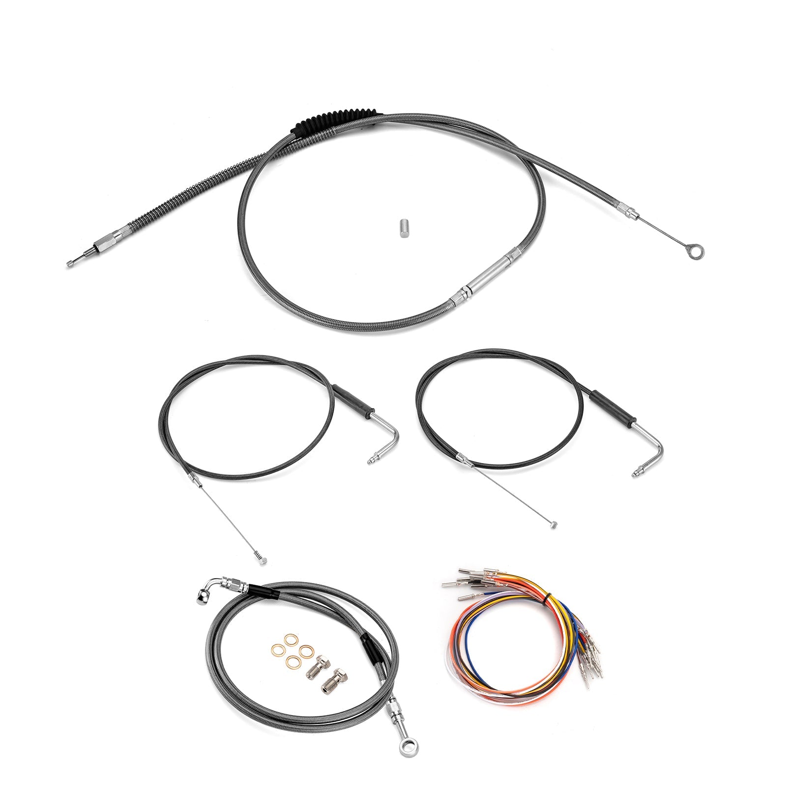 For 1996-2003 Harley Sportster XLH 883 / XLH 1200 Non-ABS Models Extended Length Throttle and Idle Cable, Non-ABS Hydraulic Front Brake Line and Clutch Cable Kit (for 16