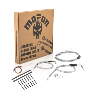 For 1996-2003 Harley Sportster XLH 883 / XLH 1200 Non-ABS Models Extended Length Throttle and Idle Cable, Non-ABS Hydraulic Front Brake Line and Clutch Cable Kit (for 16"-18" Handlebar (Non-ABS)) - Mofun - 90109271