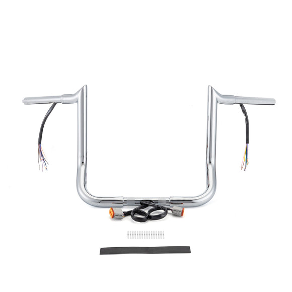 For 1996 - 2006 Harley Touring with Batwing Fairing Models 12" Pre - Wired Ape Hanger Handlebar - Mofun - 90101714