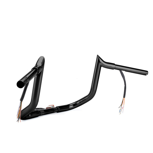 For 1996 - 2006 Harley Touring with Batwing Fairing Models Gloss Black 10" Pre - Wired Ape Hanger Handlebar - Mofun - 90101712