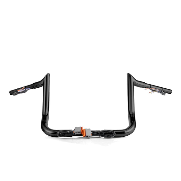 For 1996-2006 Harley Touring with Batwing Fairing Models Gloss Black 10" Pre-Wired Ape Hanger Handlebar - Mofun - 90101712