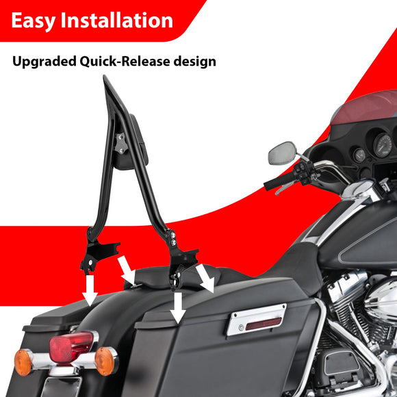For 1997-2008 Harley Touring Road King/Electra Glide Gloss Black 23" Passenger Backrest Sissy Bar - Mofun - 90302139
