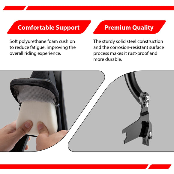 For 1997-2008 Harley Touring Road King/Electra Glide Gloss Black 23" Passenger Backrest Sissy Bar - Mofun - 90302139
