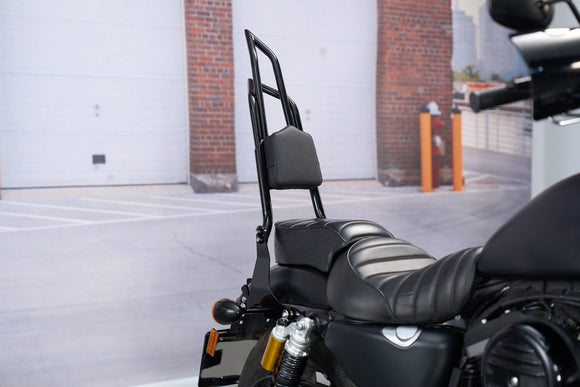 For 2004-2022 Harley Sportster XL 883 1200 Gloss Black Dual Sharp-Angle Passenger Backrest Sissy Bar - Mofun - 90302197