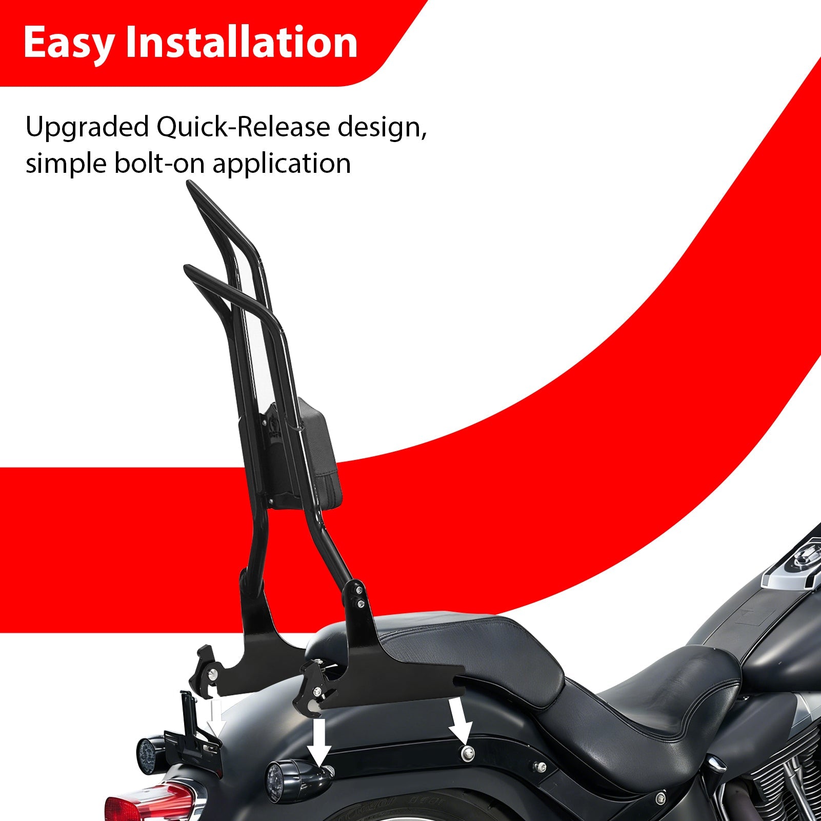 For 2006-2017 Harley Softail FLSTF/FLSTFB/FLSTSB/FXSTB/FXSTC/FXST/FXSTS Gloss Black Dual Sharp-Angle Passenger Backrest Sissy Bar - Mofun - 90302202