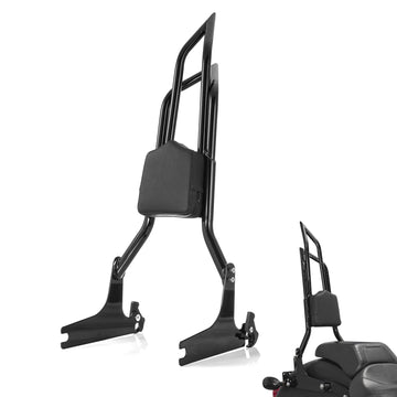 For 2006-2017 Harley Softail FLSTF/FLSTFB/FLSTSB/FXSTB/FXSTC/FXST/FXSTS Gloss Black Dual Sharp-Angle Passenger Backrest Sissy Bar - Mofun - 90302202