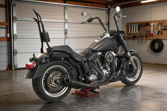 For 2006-2017 Harley Softail FLSTF/FLSTFB/FLSTSB/FXSTB/FXSTC/FXST/FXSTS Gloss Black Dual Sharp-Angle Passenger Backrest Sissy Bar - Mofun - 90302202