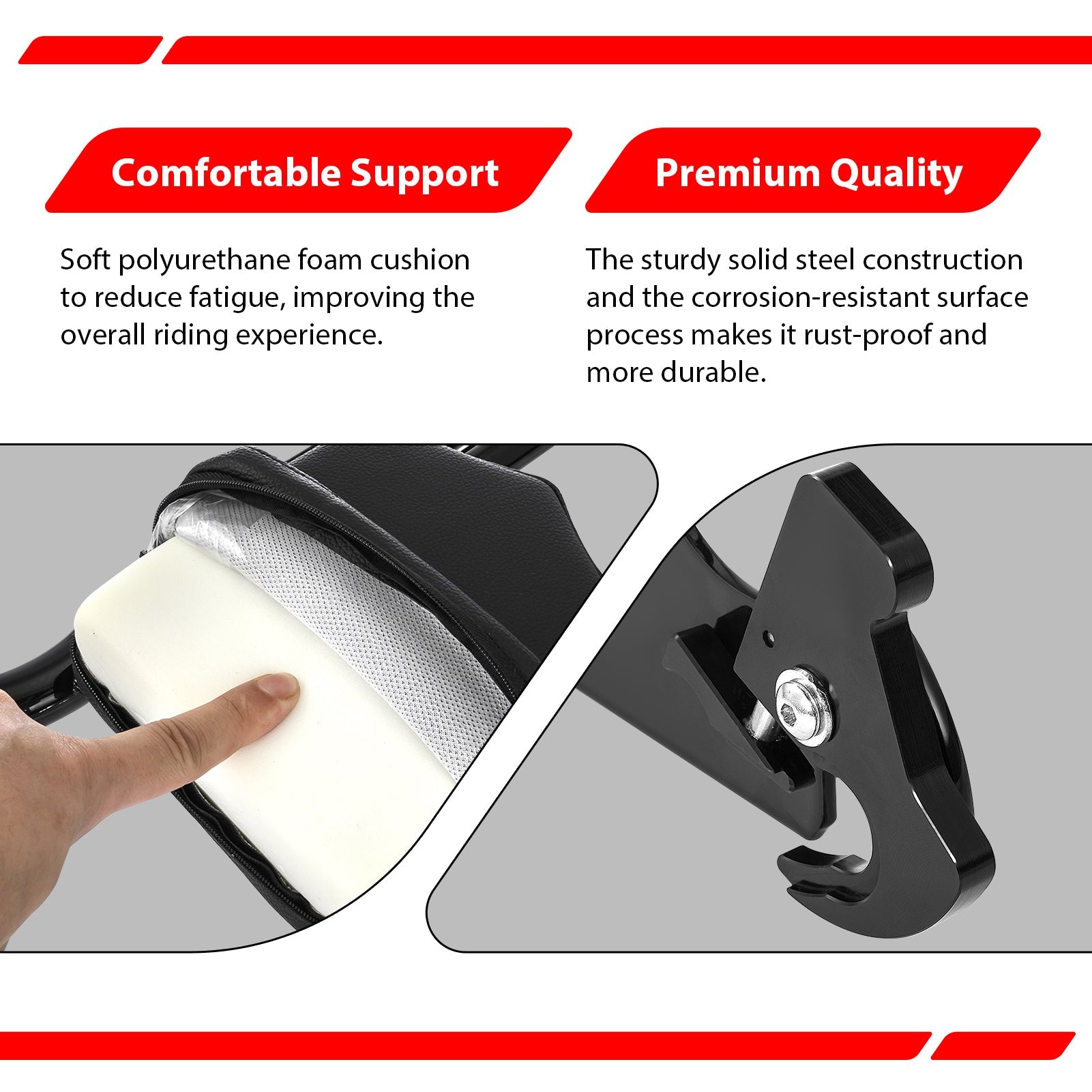For 2006-2017 Harley Softail FLSTF/FLSTFB/FLSTSB/FXSTB/FXSTC/FXST/FXSTS Gloss Black Dual Sharp-Angle Passenger Backrest Sissy Bar - Mofun - 90302202