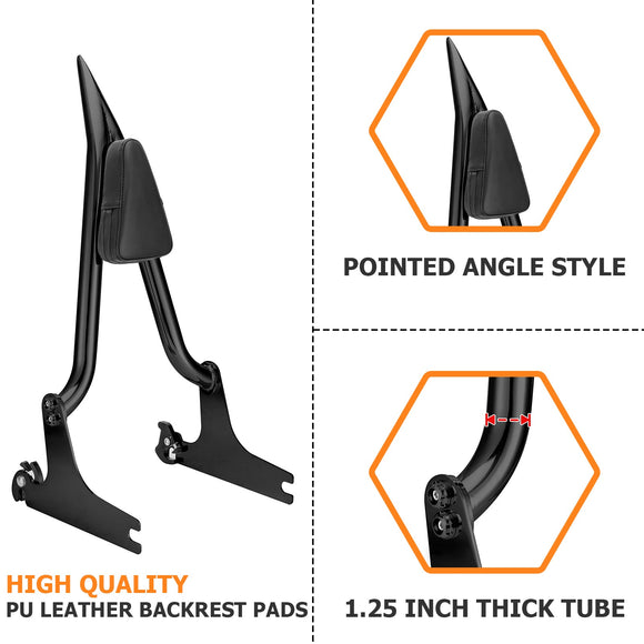 For 2007-2017 Harley Fat Boy FLSTF Softail Standard Quick Detachable Black Passenger Backrest Sissy Bar - Mofun - 90302131