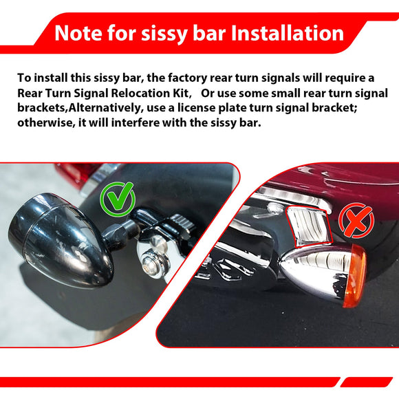 For 2007-2017 Harley Softail Fat Boy FLSTF Standard FXST Chrome 24" Passenger Backrest Sissy Bar (fit the 200mm rear tire fender) - Mofun - 90302130