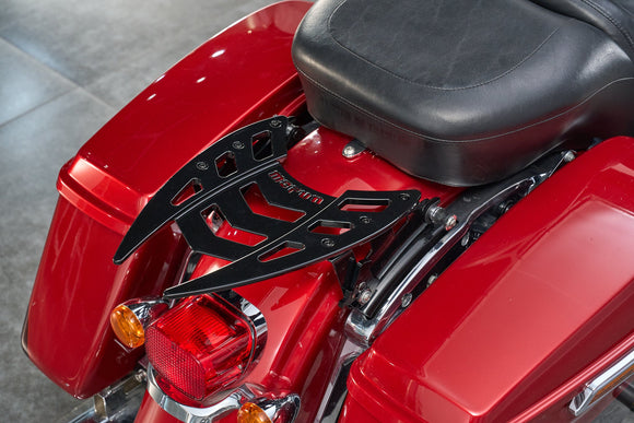 For 2009-2026 Harley Touring Models Gloss Black Dual Sharp-Angle Luggage Rack - Mofun - 90205099