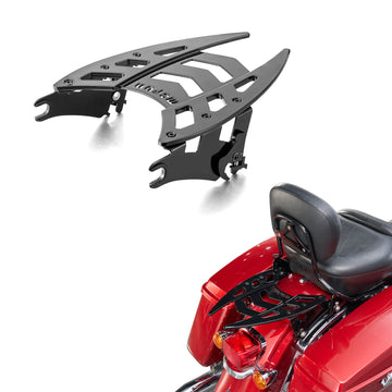 For 2009-2026 Harley Touring Models Gloss Black Dual Sharp-Angle Luggage Rack - Mofun - 90205099