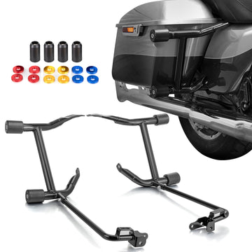 For 2009-2026 Harley Touring Models Gloss Black SaddleBag Guards with Lower Tube Assembly - Mofun - 90202035