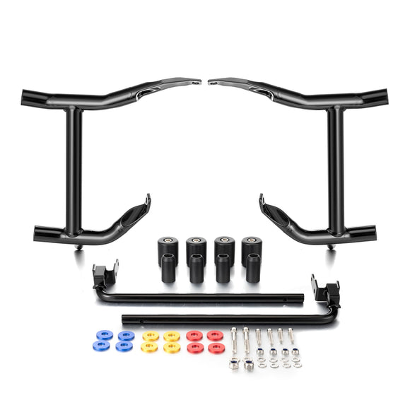 For 2009-2026 Harley Touring Models Gloss Black SaddleBag Guards with Lower Tube Assembly - Mofun - 90202035