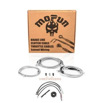 For 2014-2016 Harley Touring w/ABS Models Handlebar Extension Wire, Extended Length ABS Hydraulic Front Brake Line and Hydraulic Clutch Line Kit (for 12"-14" Handlebar (ABS)) - Mofun - 90109057