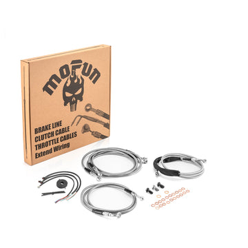 For 2014-2016 Harley Touring w/ABS Models Handlebar Extension Wire, Extended Length ABS Hydraulic Front Brake Line and Hydraulic Clutch Line Kit (for 16"-18" Handlebar (ABS)) - Mofun - 90109059