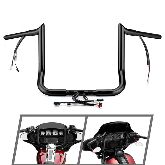 For 2016-2023 Street Glide/Electra Glide/Ultra Limited with Batwing Fairing Models 12" Zero Wire Pulling Pre-wired Bagger Ape Bar-Sharp Handlebar - Mofun - 90101742