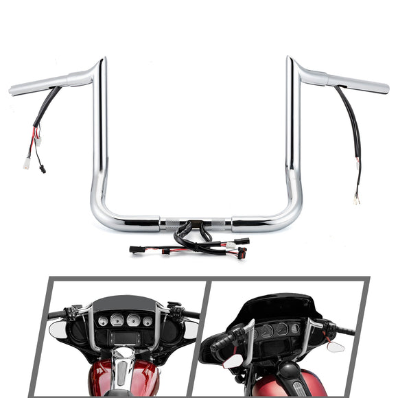 For 2016-2023 Street Glide/Electra Glide/Ultra Limited with Batwing Fairing Models 12" Zero Wire Pulling Pre-wired Bagger Ape Bar-Sharp Handlebar - Mofun - 90101741