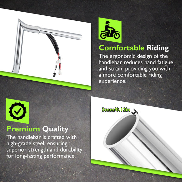 For 2016-2023 Street Glide/Electra Glide/Ultra Limited with Batwing Fairing Models 12" Zero Wire Pulling Pre-wired Bagger Ape Bar-Sharp Handlebar - Mofun - 90101742