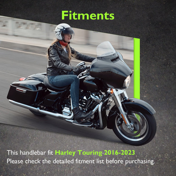 For 2016-2023 Street Glide/Electra Glide/Ultra Limited with Batwing Fairing Models 12" Zero Wire Pulling Pre-wired Bagger Ape Bar-Sharp Handlebar - Mofun - 90101742
