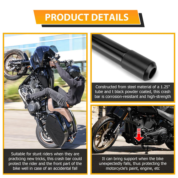 For 2018-2026 Harley Softail Fat Boy Street Bob Steel Front Highway Engine Guard Crash Bar Front Flat-Out Bar - Mofun - 90201047