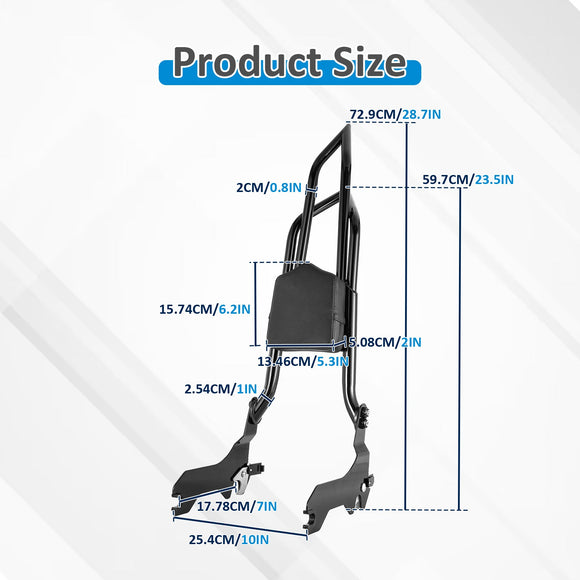 For 2018-2026 Harley Softail FLDE/FLHC/FLHCS/FLSL/FXBB/FXBBS/FXST Gloss Black Dual Sharp-Angle Sissy Bar - Mofun - 90302199