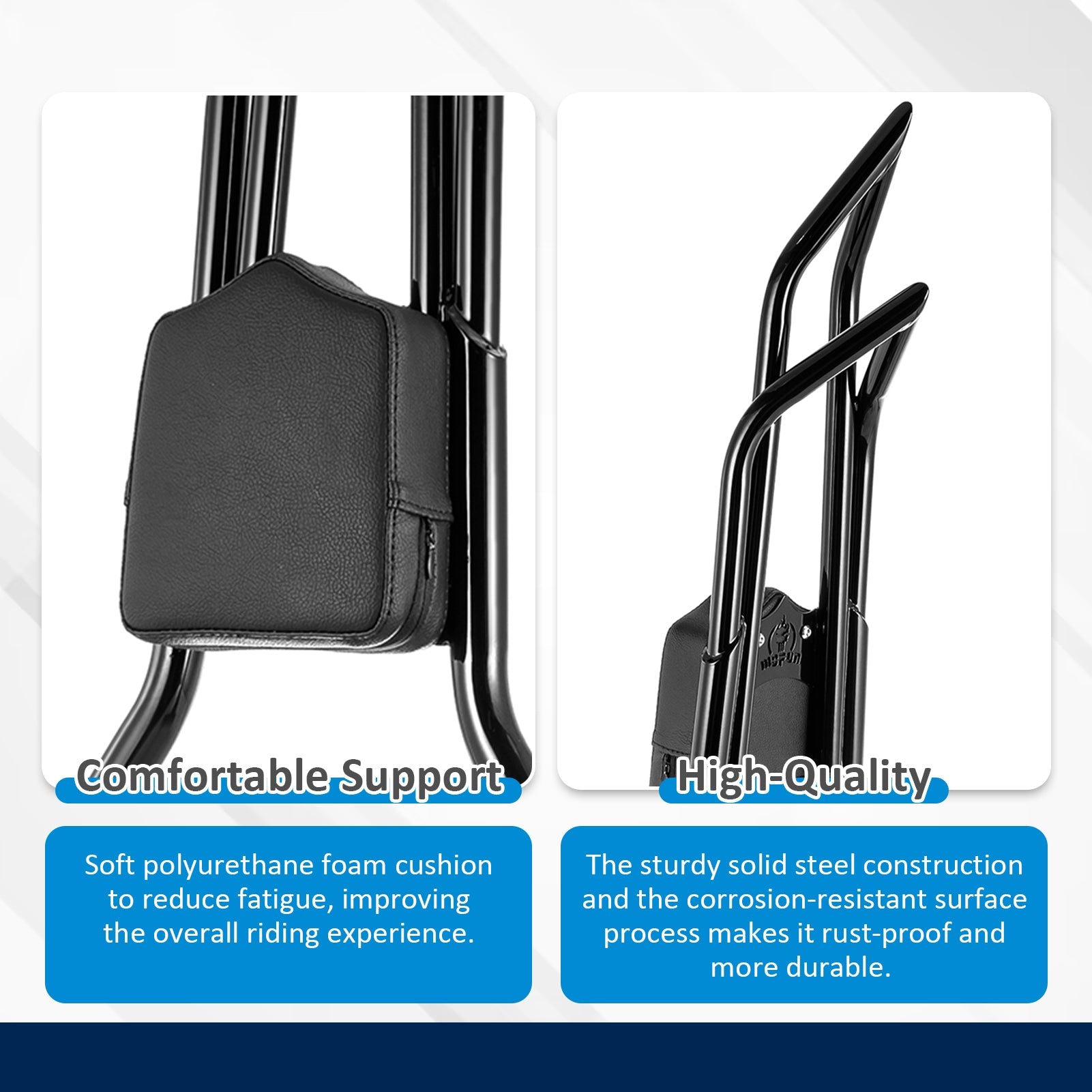 For 2018-2026 Harley Softail FLFB/FLFBS/FXBR/FXBRS Gloss Black Dual Sharp-Angle Passenger Backrest Sissy Bar - Mofun - 90302200