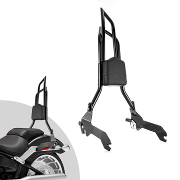 For 2018-2026 Harley Softail FLFB/FLFBS/FXBR/FXBRS Gloss Black Dual Sharp-Angle Passenger Backrest Sissy Bar - Mofun - 90302200