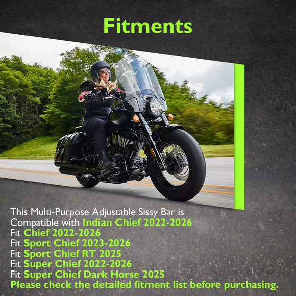 For 2022-2026 Indian Chief Bobber Super Chief Adjustable Driver Passenger Backrest with Luggage Rack - Mofun - 90302215