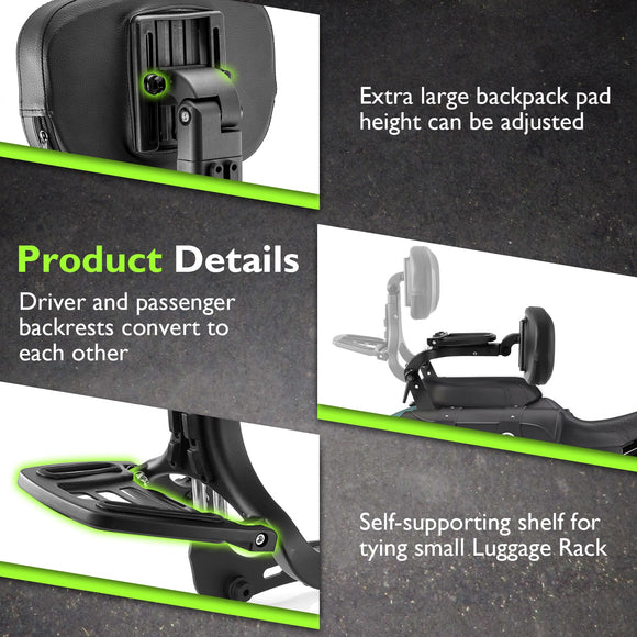 For 2022-2026 Indian Chief Bobber Super Chief Adjustable Driver Passenger Backrest with Luggage Rack - Mofun - 90302215