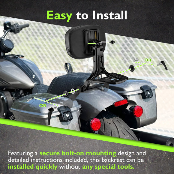 For 2022-2026 Indian Chief Bobber Super Chief Adjustable Driver Passenger Backrest with Luggage Rack - Mofun - 90302215