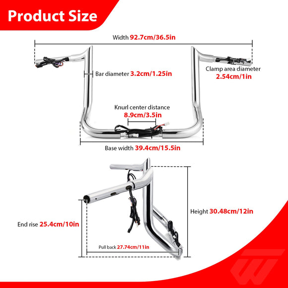 For 2023.5-2026 Harley Street Glide Models 10" Bagger Ape Bar-Sharp Zero Wire Pulling Pre-wired Handlebar - Mofun - 90101782