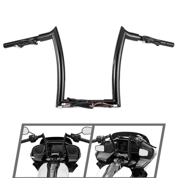 For 2024-2026 Harley Touring Road Glide 12" Gloss Black Zero Wire Pulling Ape Bar-Sharp Pre-Wired Handlebar - Mofun - 90101804