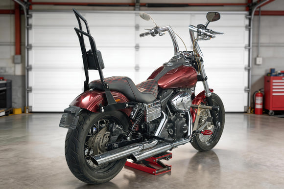 For Harley Dyna Low Rider/Super Glide Gloss Black Dual Sharp-Angle Sissy Bar - Mofun - 90302198